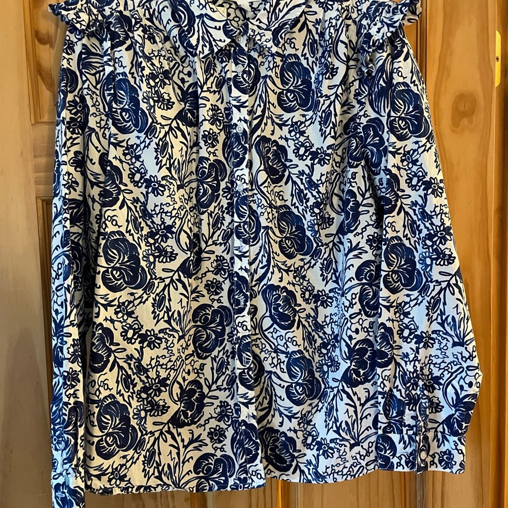Charter Club Blue and White Floral Button Down Shirt - Picture 2 of 6